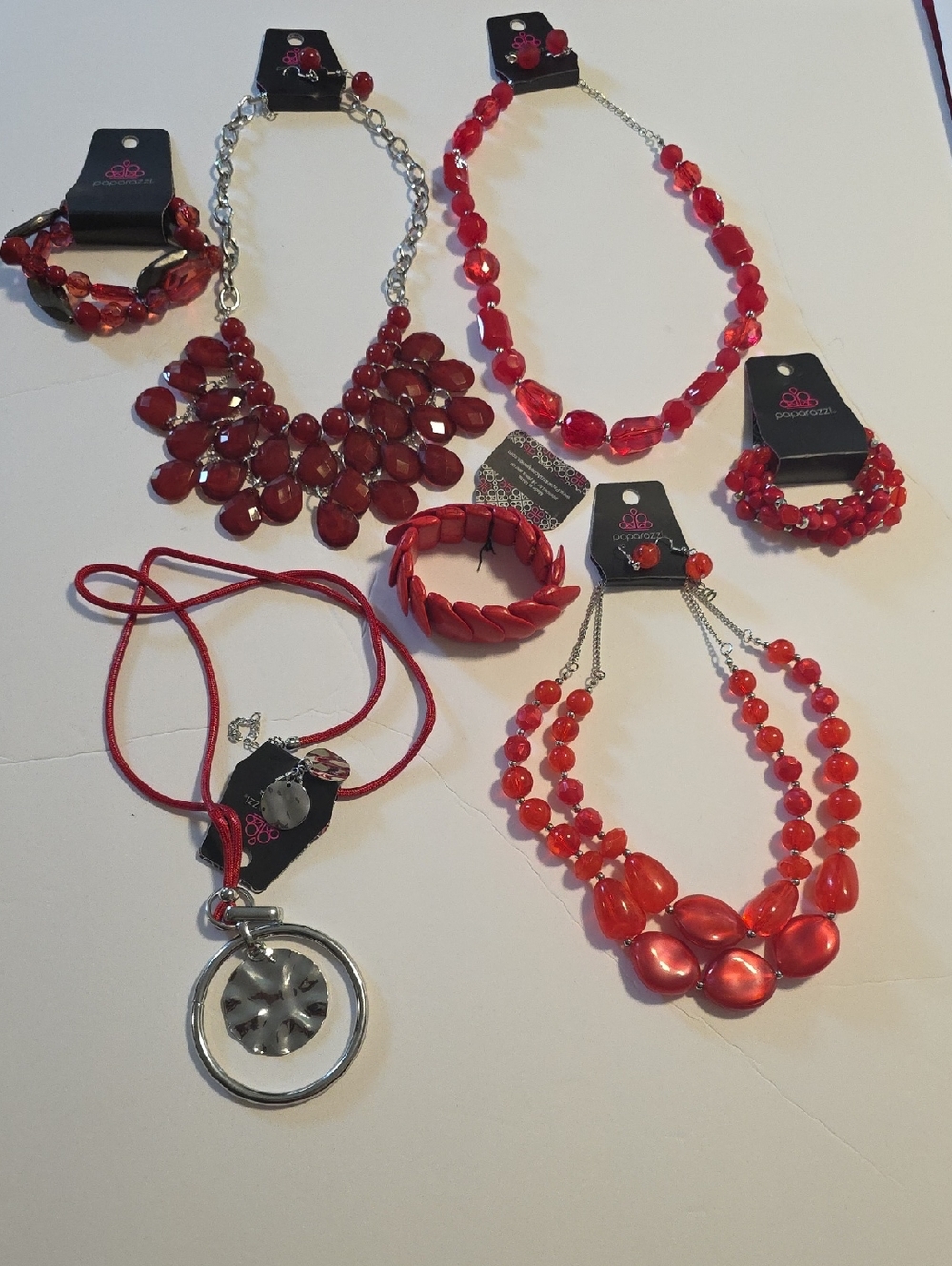 paparazzi Red Multi-Bead Necklace Set
